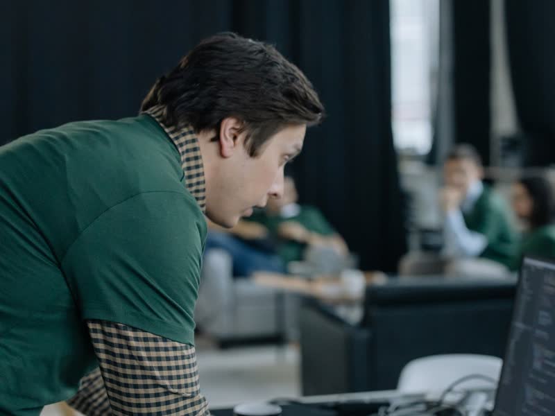 An engineer working at a desk