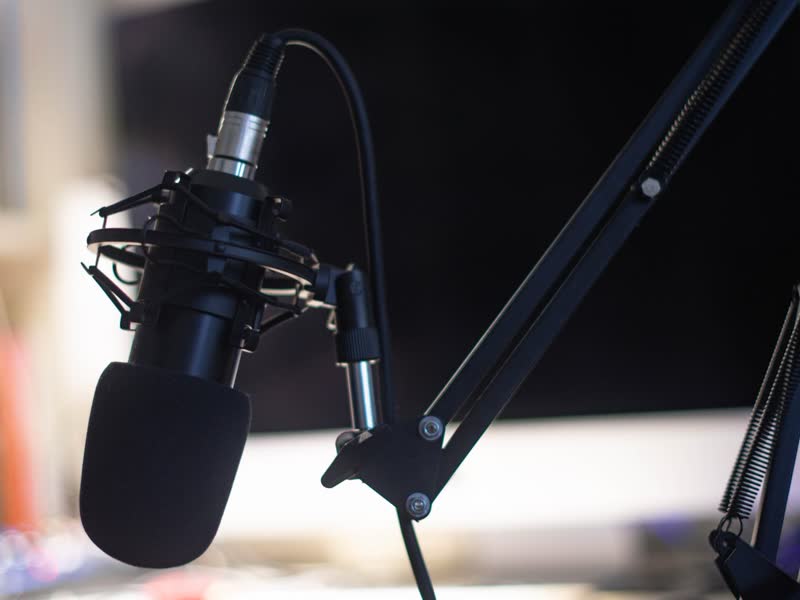 A microphone in a recording studio